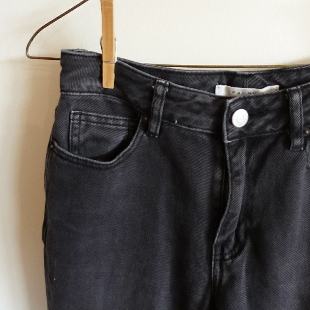 pacsun Mom Jean Straight Leg Faded Black Gray Women's 25 - Picture 6 of 12